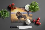 Lions at Dawn Glass Cutting Board Decorative Tempered Glass Kitchen Cutting and Serving Board Large Size Chopping Board