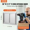 BBQ Access Door, 30W x 21H Inch Double Outdoor Kitchen Door, Stainless Steel Flush Mount Door, Wall Vertical Door with Recessed Handles