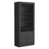 Montenegro Bar Cabinet, Double Door Cabinet, Five Built-in Wine Rack, Three Shelves -Smokey Oak