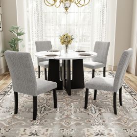 5-Piece Round Dining Table set, 43-Inch Modern Dining Table and 4 Upholstered Chairs for Dining Room, Kitchen Room, Living Room, Easy Assembly