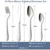 24 Pieces Silverware Set, Stainless Steel Flatware Set with Holder, Mirror Polished Utensils Set Service for 6, Durable Kitchen Eating Tableware Set