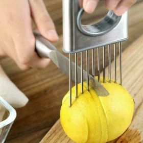 Onion Needle With Cutting Safe Aid Holder Easy Slicer Cutter Tomato Safe Fork Handheld Vegetable Knife Kitchen Onion Holder Slicer Vegetable Tools Tom