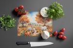 Autumn Goats Glass Cutting Board Decorative Tempered Glass Kitchen Cutting and Serving Board Large Size Chopping Board