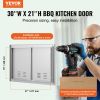 BBQ Access Door, 30W x 21H Inch Double Outdoor Kitchen Door, Stainless Steel Flush Mount Door, Wall Vertical Door with Handles and Vents