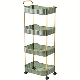 4-Tier Acrylic Rolling Storage Cart, Rolling Utility Cart, Kitchen Cart with Wheels for Bathroom, Living Room, Kithcen