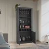 Montenegro Bar Cabinet, Double Door Cabinet, Five Built-in Wine Rack, Three Shelves -Smokey Oak