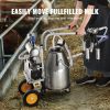 VEVOR Electric Cow Milking Machine, 6.6 Gal / 25 L 304 Stainless Steel Bucket, Automatic Pulsation Vacuum Milker