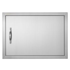 BBQ Access Door, 24W x 17H Inch Single Outdoor Kitchen Door, Stainless Steel Flush Mount Door, Wall Vertical Door with Handle, for BBQ Island