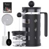 RAINBEAN  French Press Coffee Maker Easy Cleaning Cafeteria, Heat Resistant Borosilicate Glass, Black