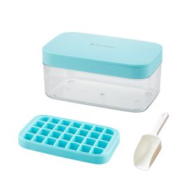 Custom Silicone 32 grids whiskey Small Square ice cube mold tray with box (Color: Blue)