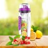 Fruit Infuser Water Bottle 32OZ Juice Shaker Sport w/ Flip Top Lid Anti-Slip Grips For Office Home Sport Running Walking Hiking