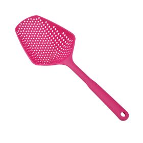 Plastic; No-stick; Ice Shovel; Filter; Long Strainer; Kitchen Colander (Color: Rose Red)